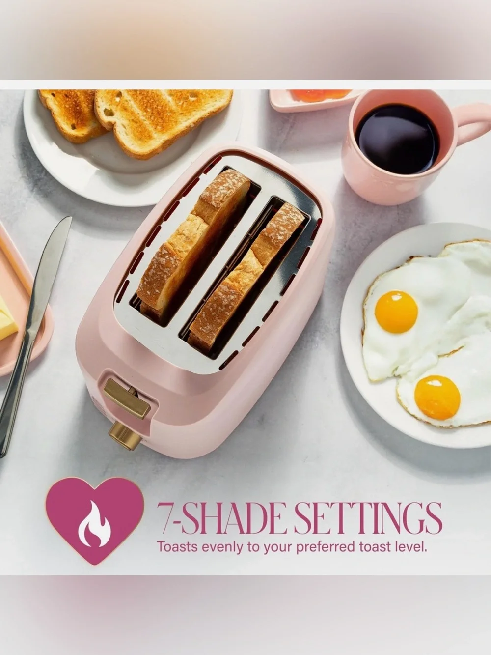 Paris Hilton 2 Slice Pink Toaster /  7 Shade Settings
